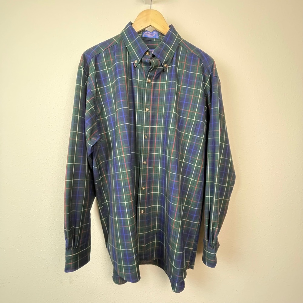 Pendleton Sir Pendleton Shirt Mens L Green Plaid Heritage Wool Button Up